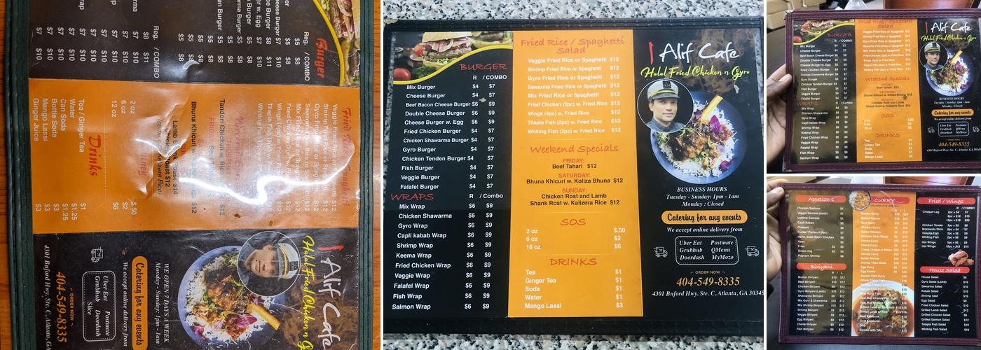 Alif Cafe Menu