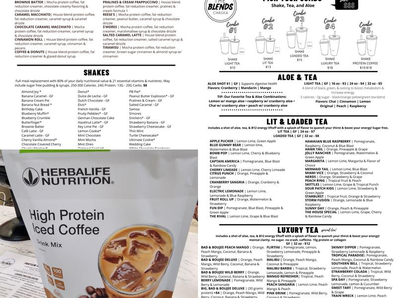 The Blends Chaska Menu