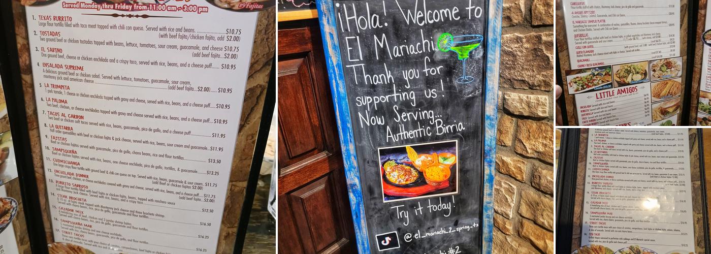 El Mariachi Mexican Bar and Grill # 2 Menu