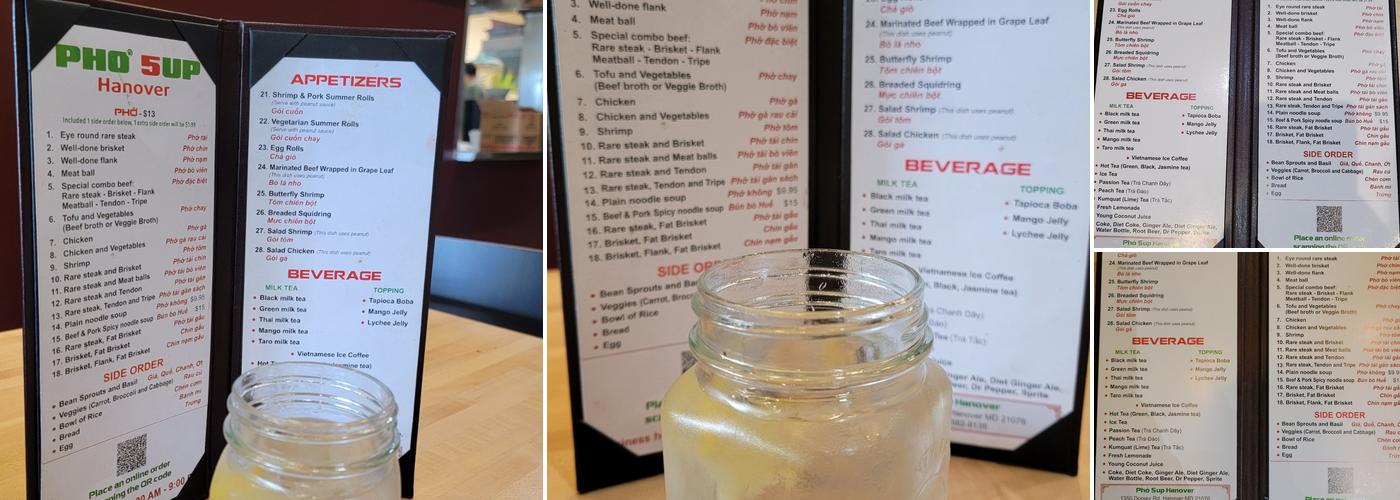 PHO 5UP HANOVER Menu