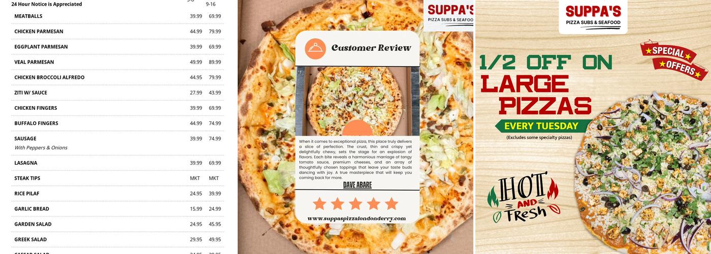 Suppa's Pizza Menu