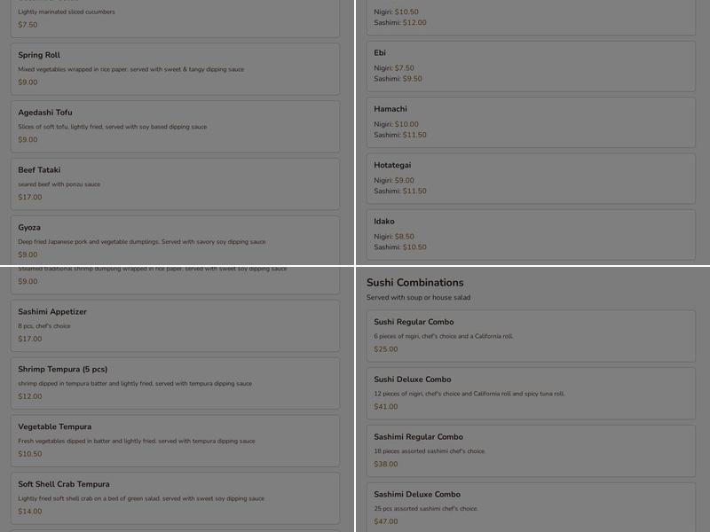 sakeJapanese Steakhouse & Sushi Menu