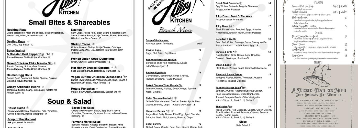Alloy Kitchen Menu