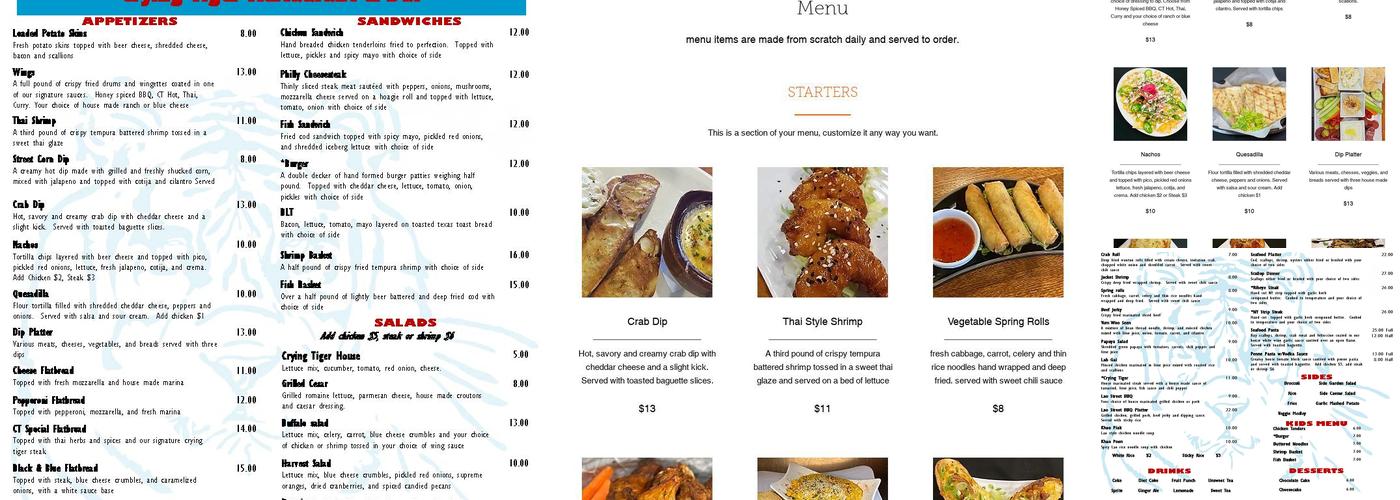 Crying Tiger Restaurant and Bar Menu