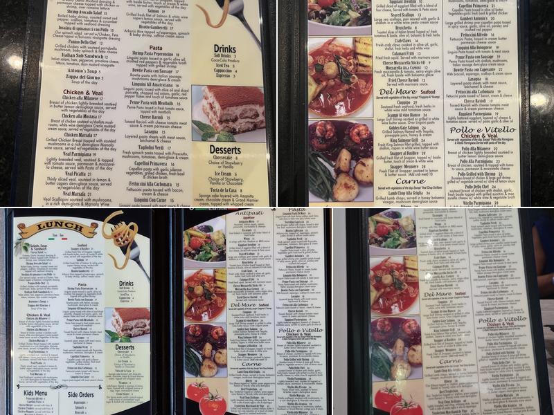 Antonio's Italian Cuisine Menu