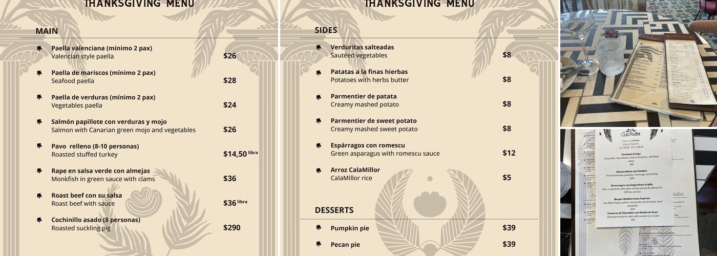 CalaMillor Gourmet Experience Menu