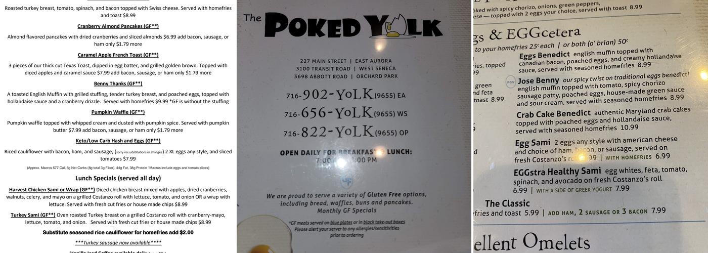 The Poked Yolk East Aurora Menu