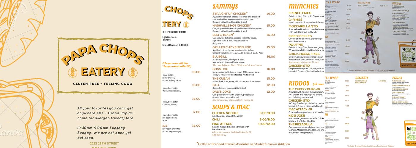 Papa Chops Eatery Menu