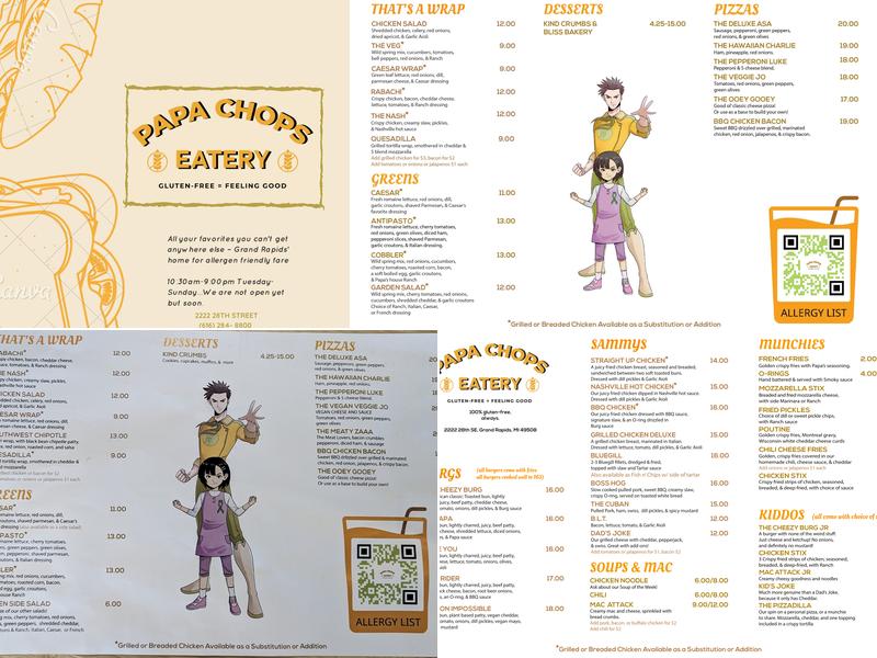 Papa Chops Eatery Menu