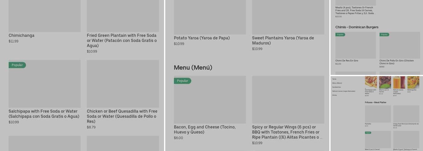 Sabor 809 LLC Menu
