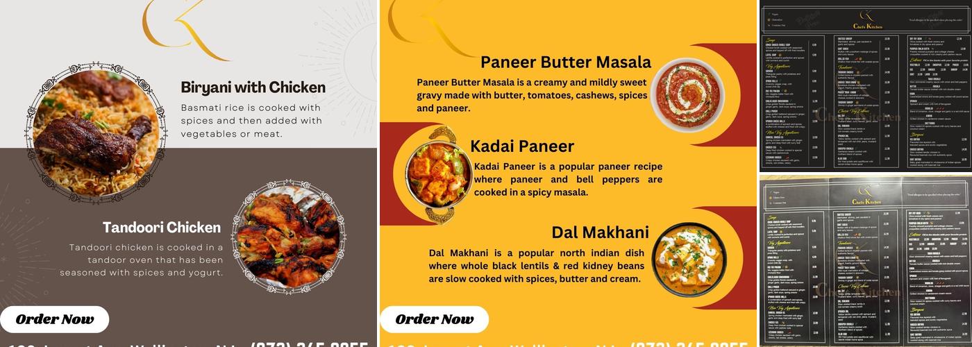 chefs kitchen Menu