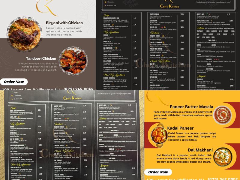 chefs kitchen Menu