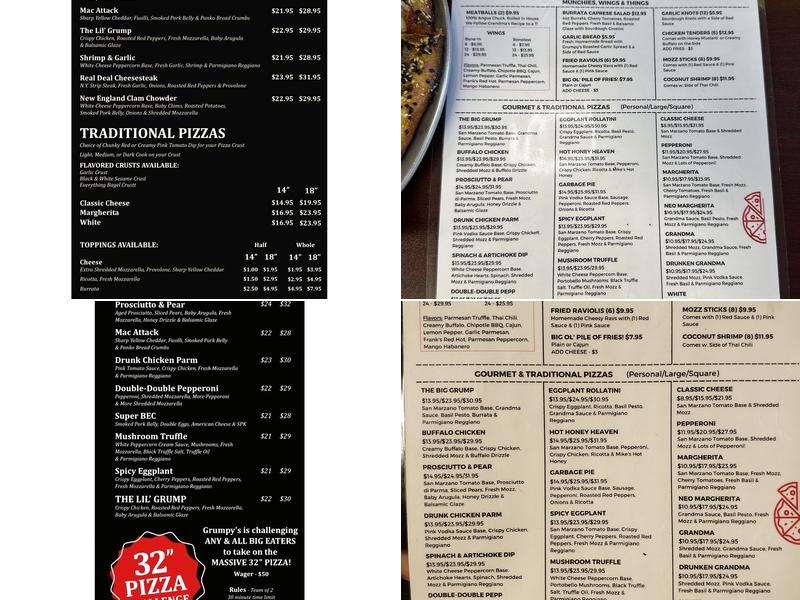 GRUMPY'S PIZZA CO. -SOURDOUGH PIZZA- Menu