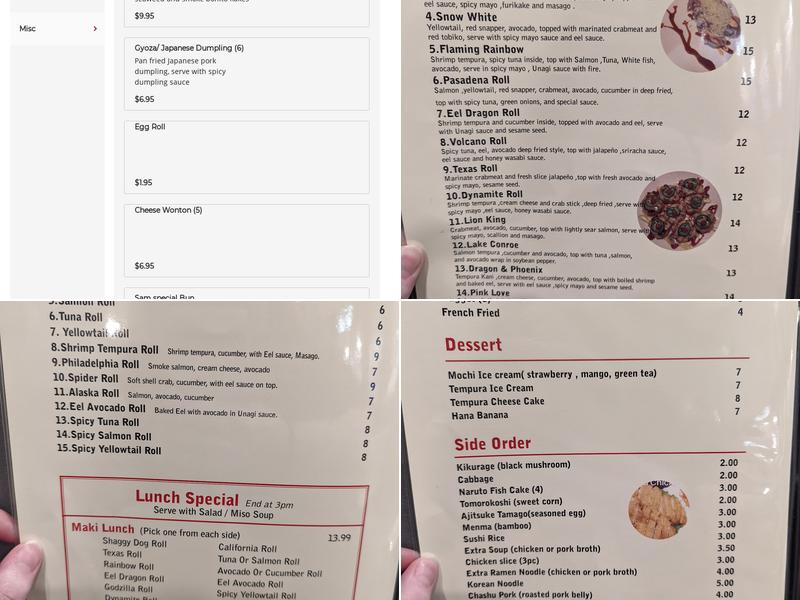 Sam Ramen Menu