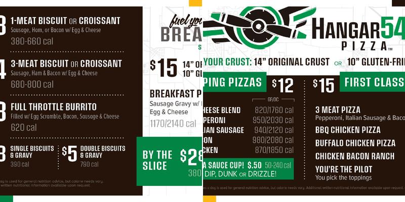 Hangar 54 Pizza Menu
