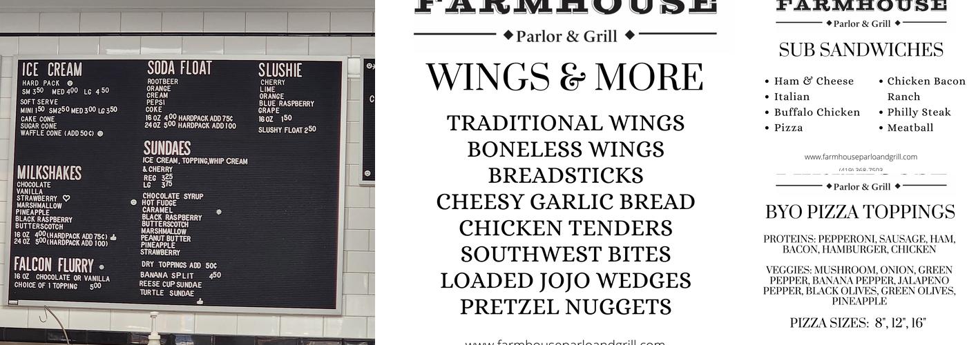 Farmhouse Parlor & Grill Menu