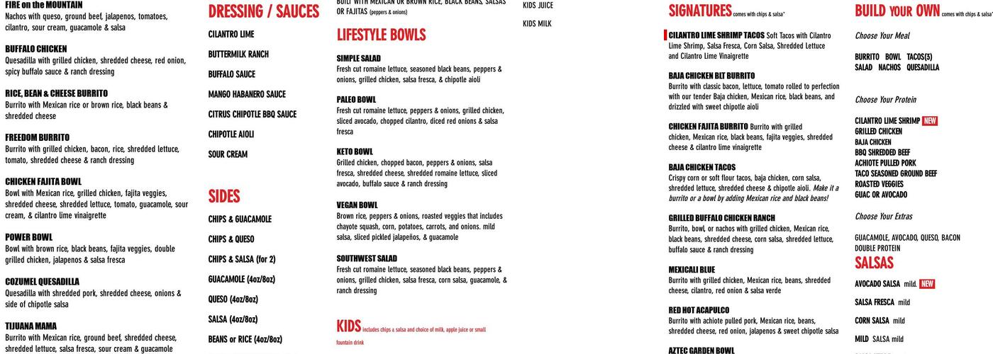 Salsa Fresca Mexican Grill Menu