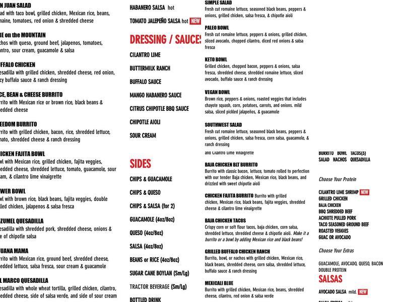 Salsa Fresca Mexican Grill Menu