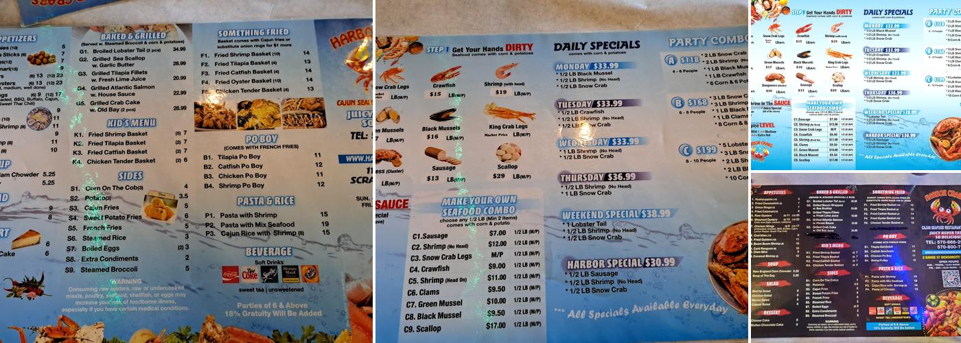 Harbor Crabs Menu