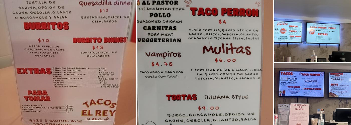 Tacos El Rey Menu