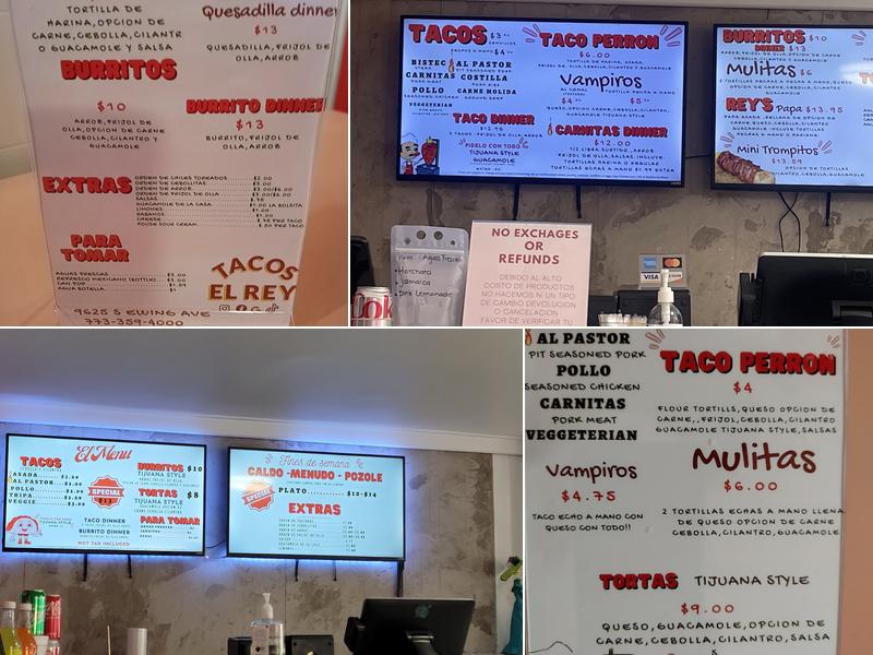 Tacos El Rey Menu