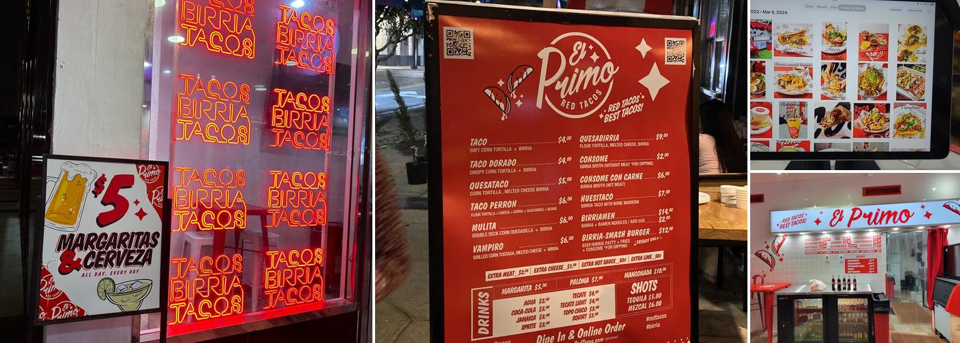 El Primo Red Tacos Menu