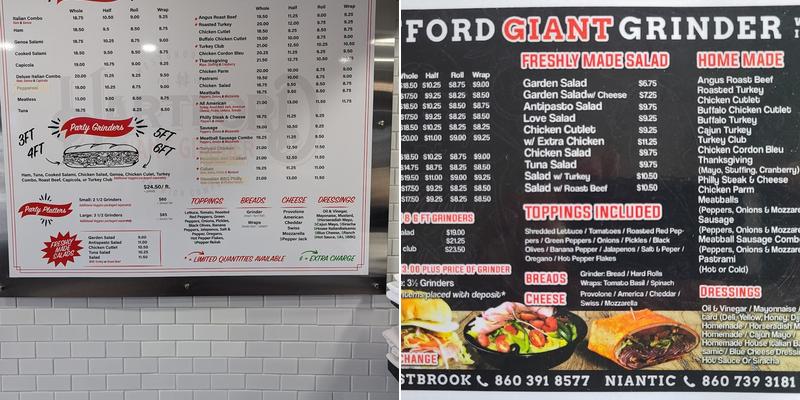 Hartford Giant Grinder - Westbrook Menu