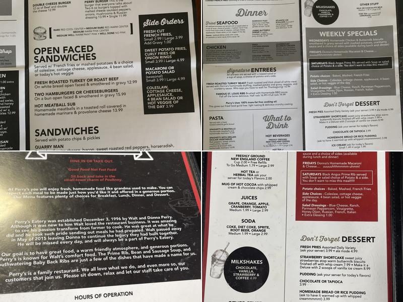 Perry’s Main Street Eatery Menu
