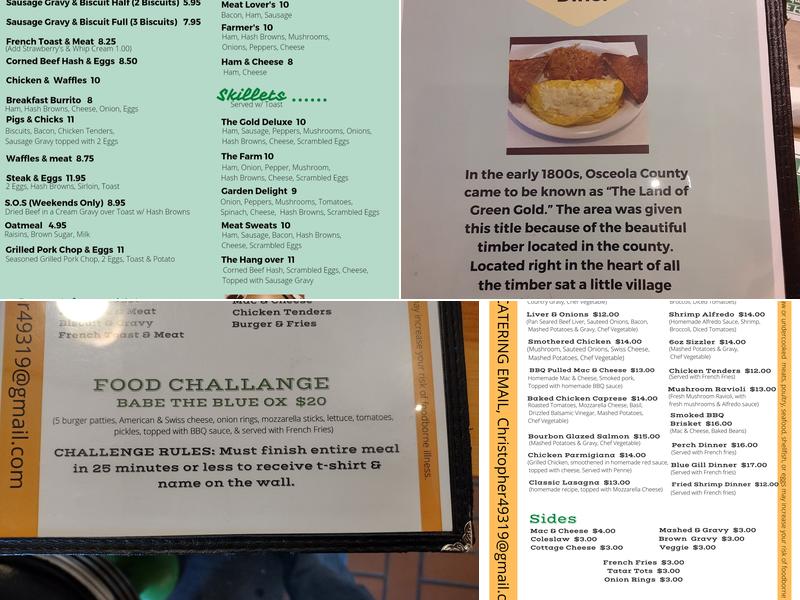 The Green Gold Diner Menu