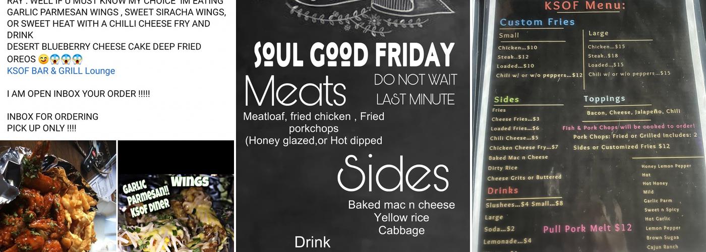 Ksof Bar & Grill Menu