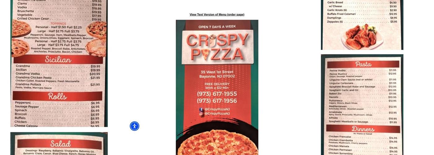 Crispy Pizza Menu