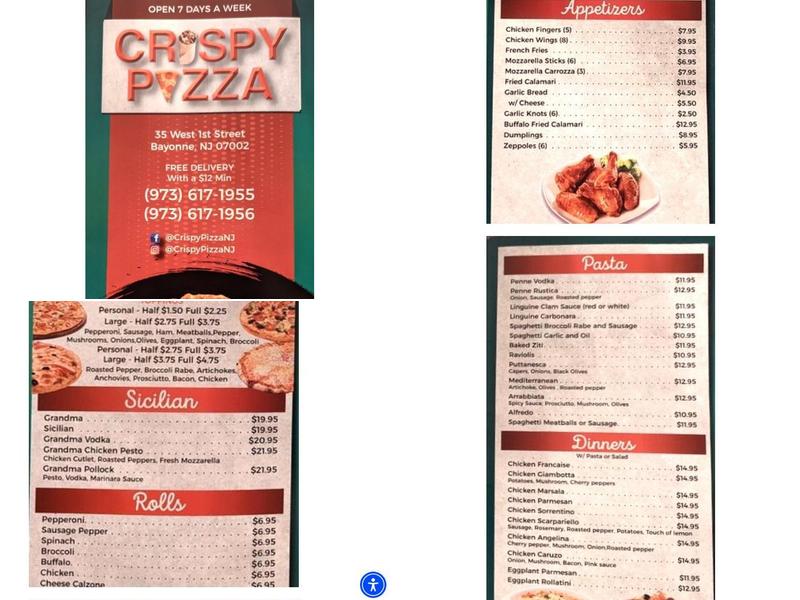 Crispy Pizza Menu