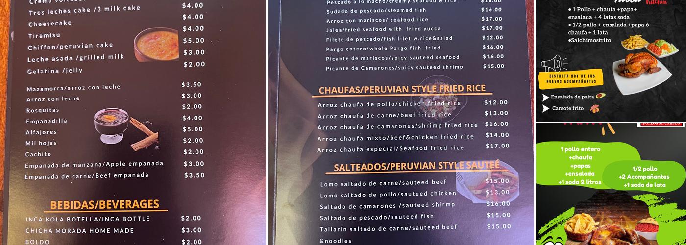 Taita kitchen peruvian restaurant Menu