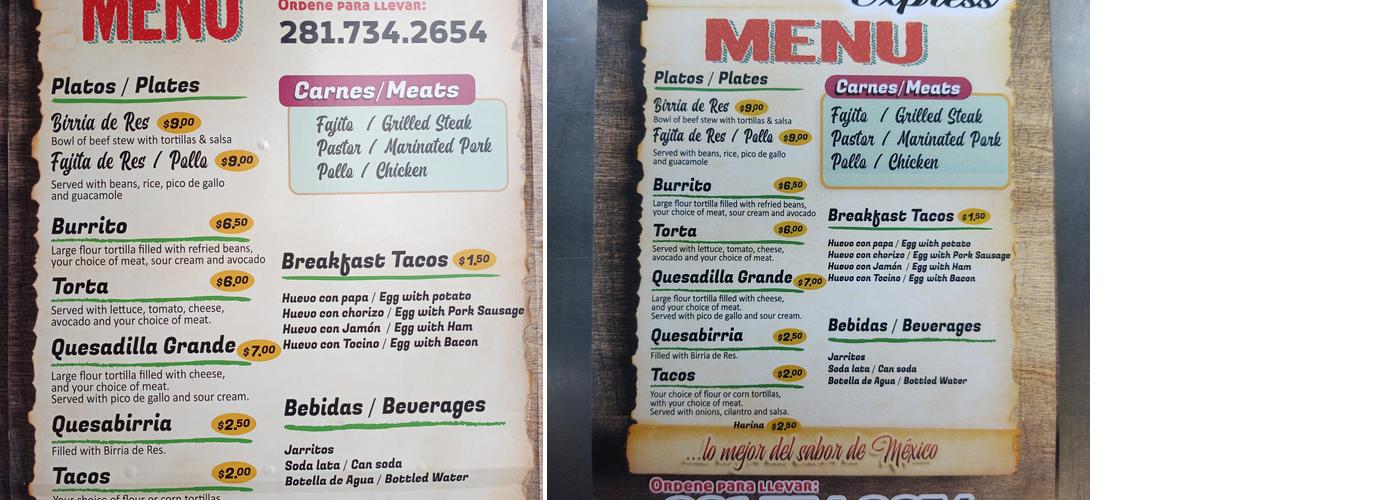 Birria & Tacos Express Menu