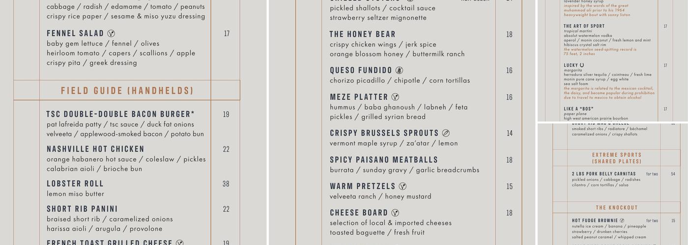 The Sporting Club Menu