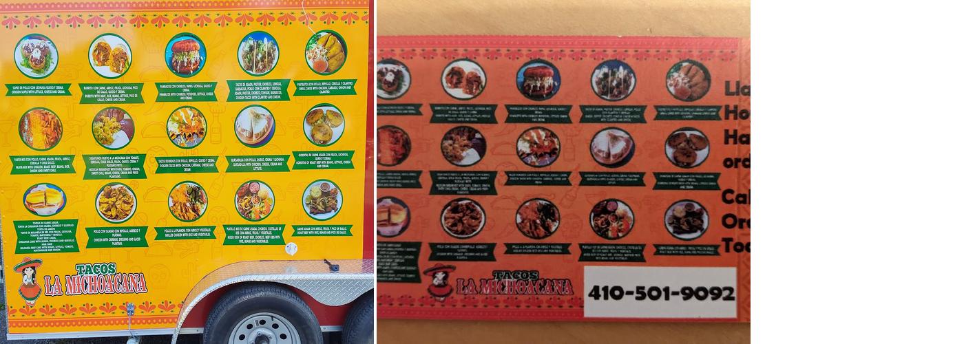 Tacos La Michoacana Menu