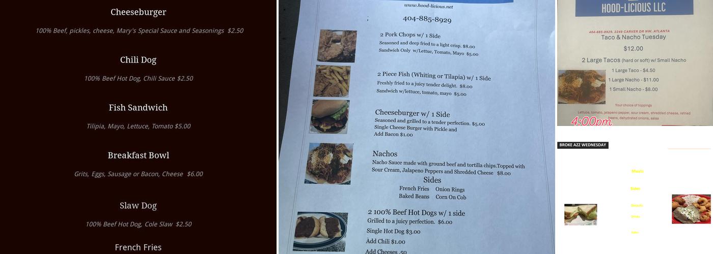Mz. Hood-Licious Menu