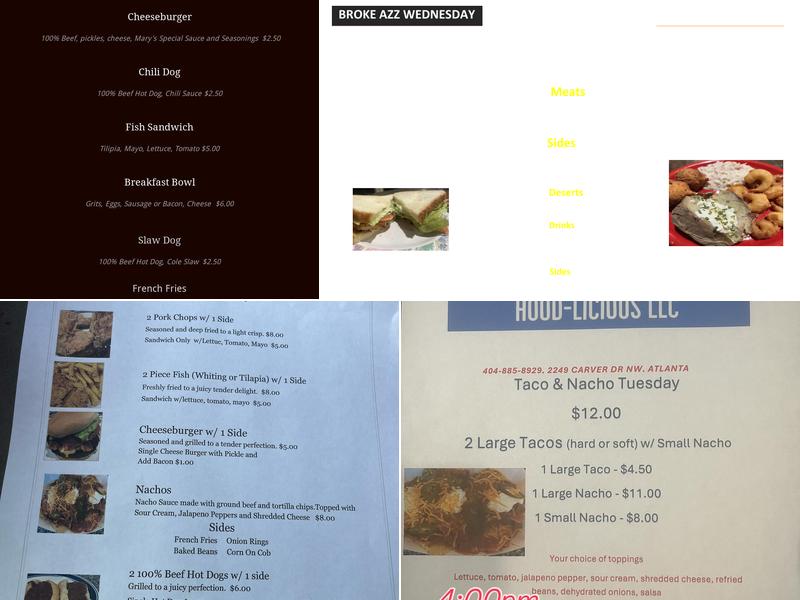 Mz. Hood-Licious Menu
