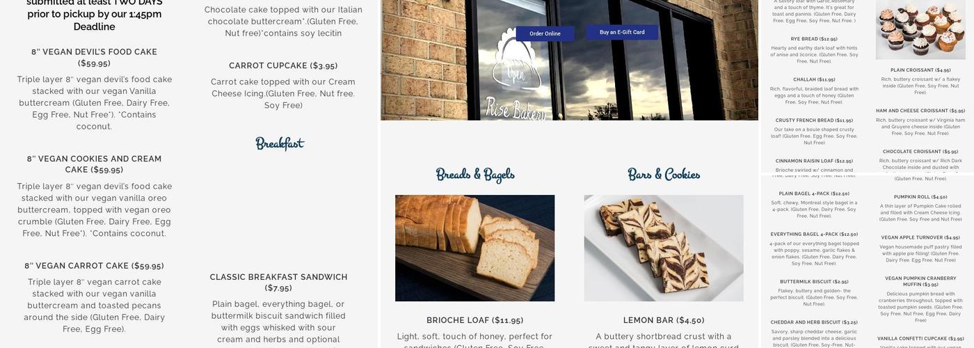 Rise Bakery Menu