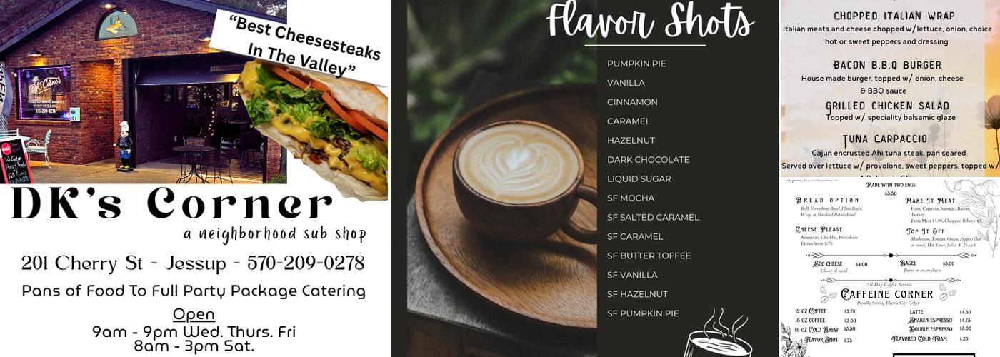 DK's Corner Menu