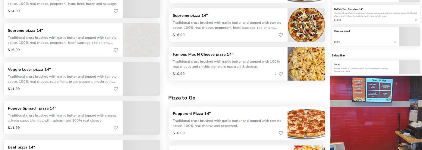 Pizza+ Buffet Menu
