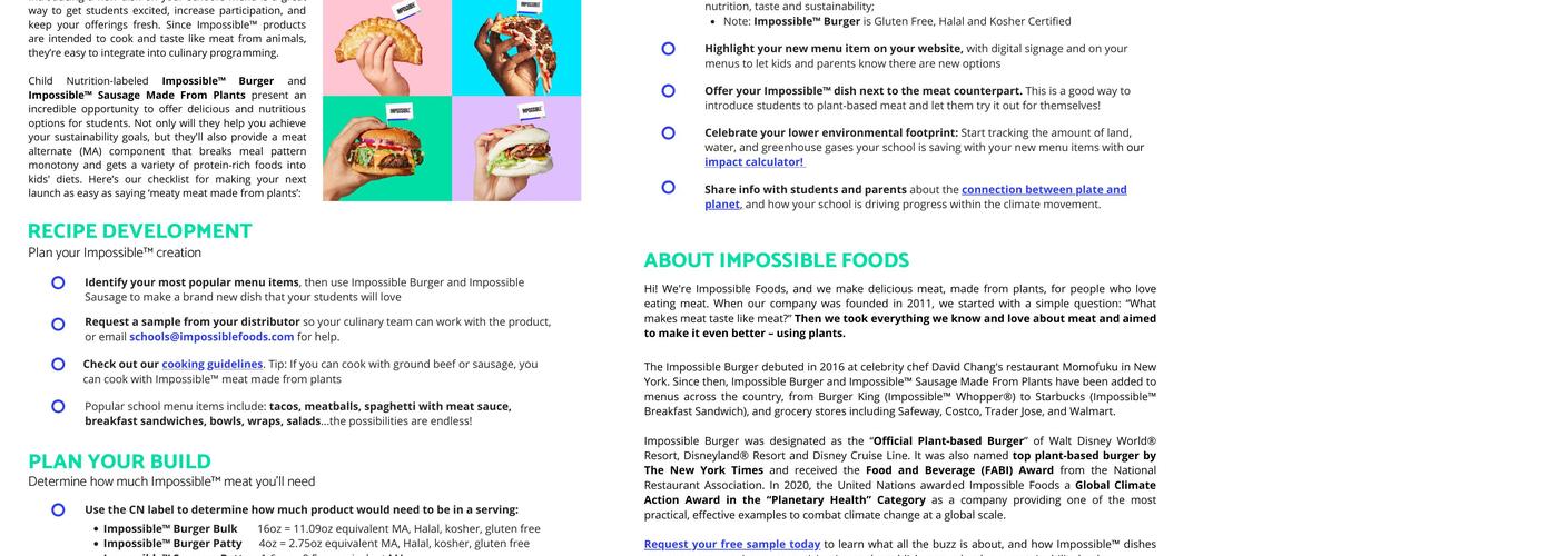 The Impossible Shop Menu