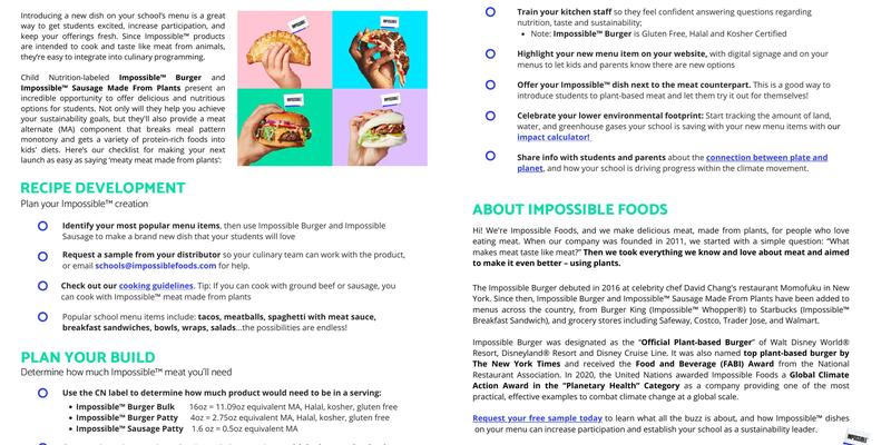 The Impossible Shop Menu