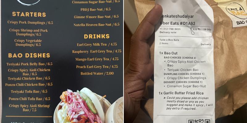 Take a Bao Eats Menu