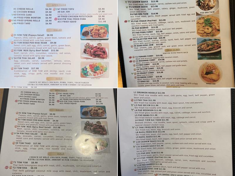 Pin Thai Menu
