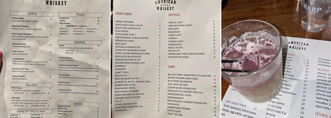 American Whiskey Newark Menu
