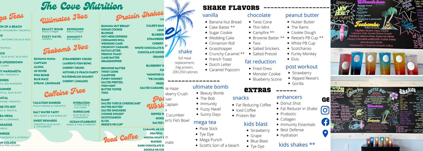 The Cove Nutrition Menu