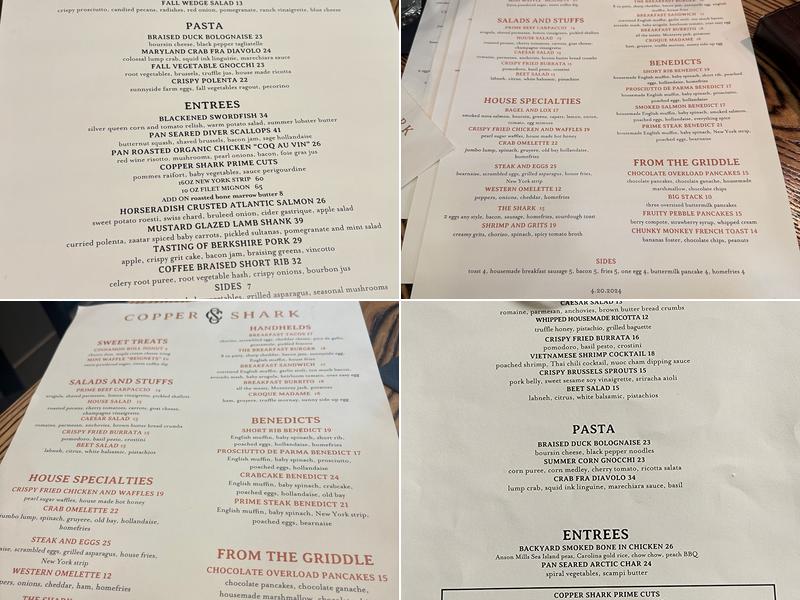 Copper Shark Menu
