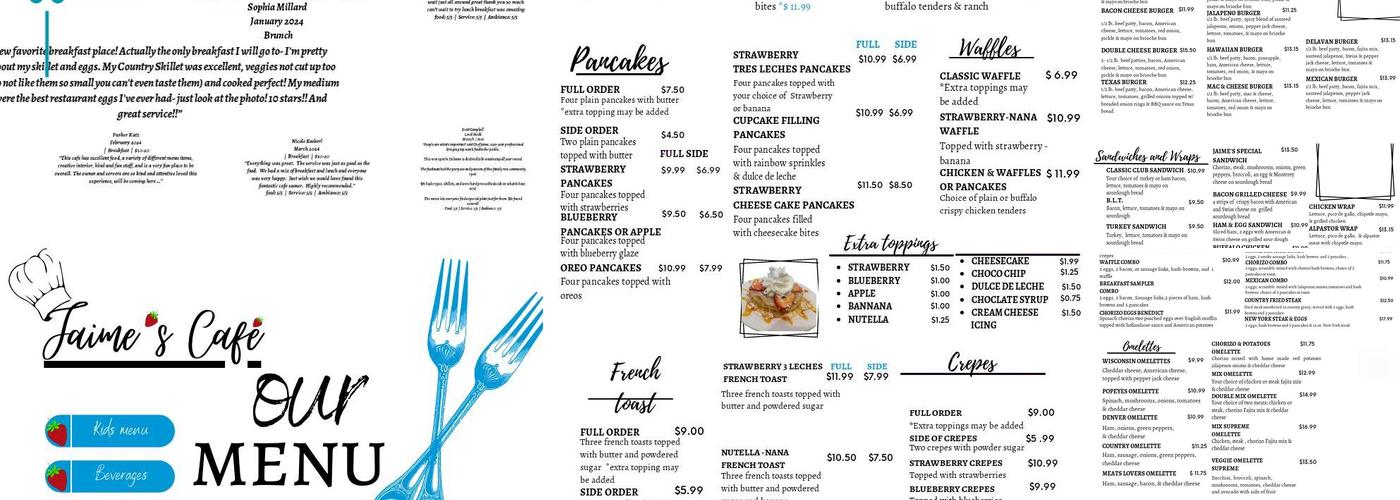 Jaime's Cafe Menu