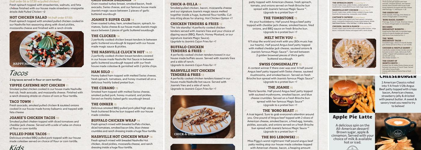 Joanie's Menu